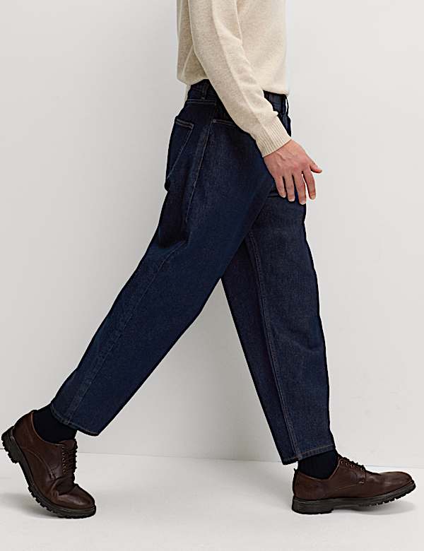 Barrel Fit Pure Cotton Rigid Jeans - CZ