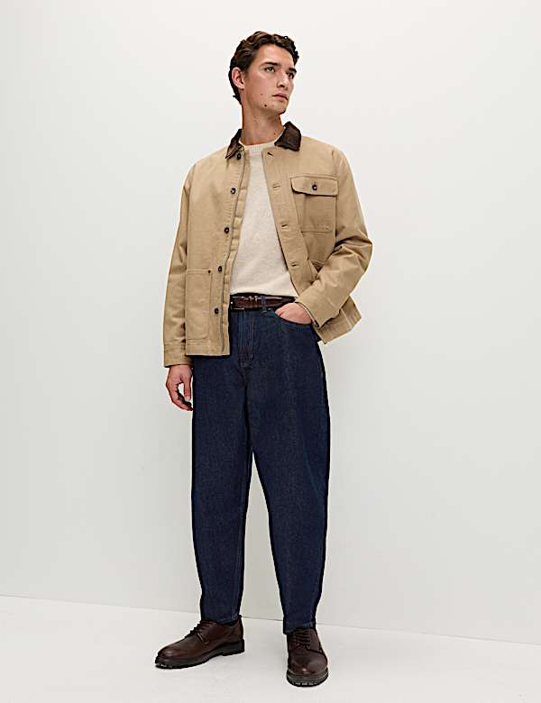 Barrel Fit Pure Cotton Rigid Jeans - CZ