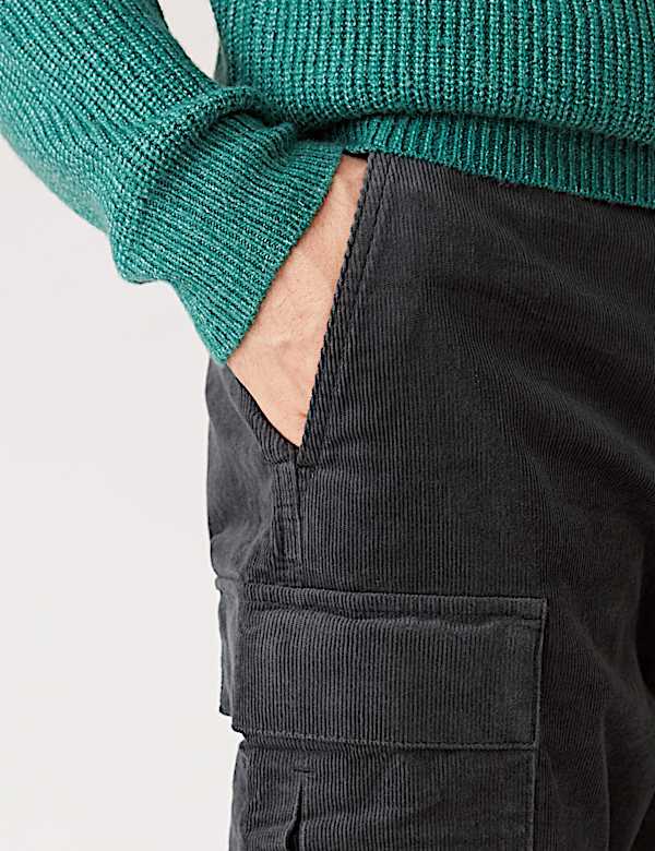 Tapered Fit Corduroy Cargo Trousers