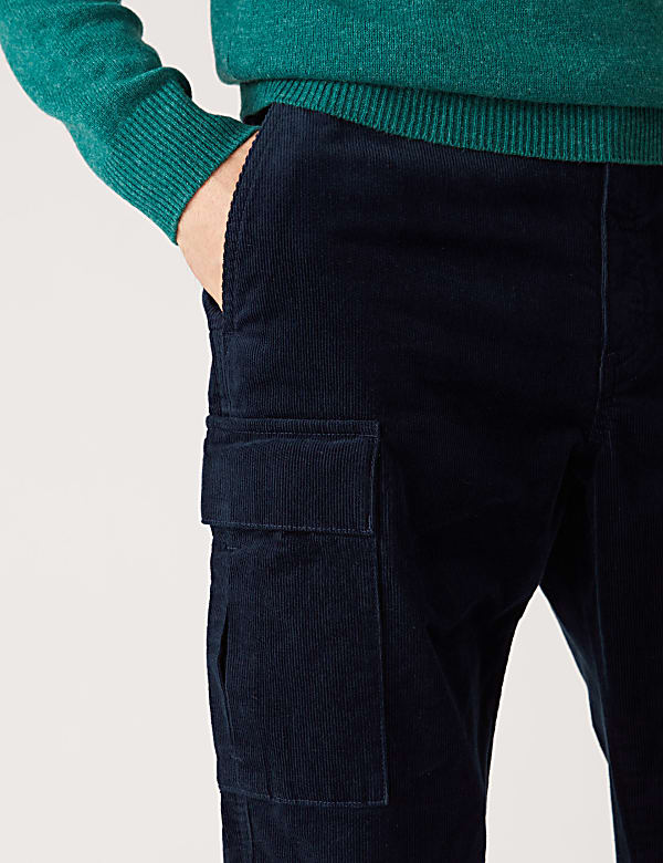 Tapered Fit Corduroy Cargo Trousers