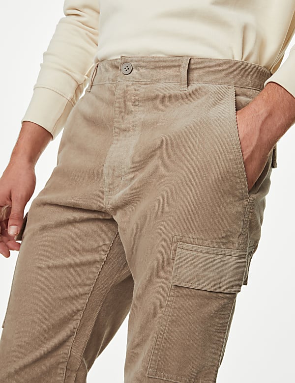Straight Fit Corduroy Stretch Cargo Trousers