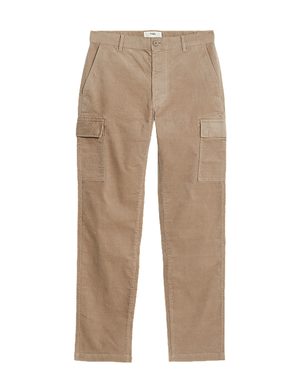 Straight Fit Corduroy Stretch Cargo Trousers