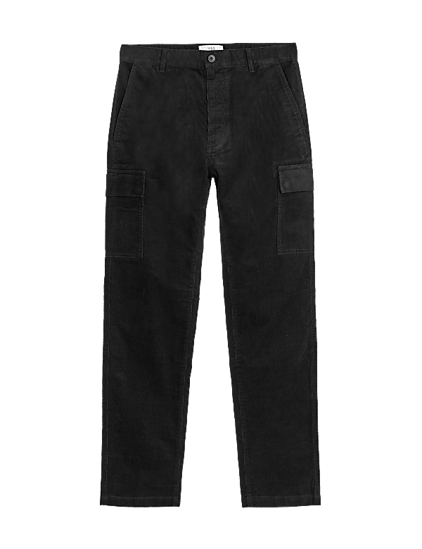 Straight Fit Corduroy Stretch Cargo Trousers