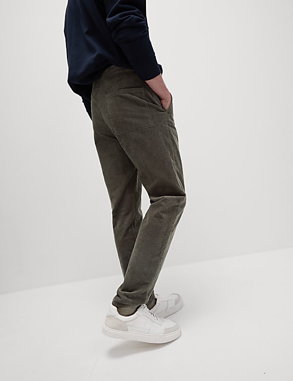 Tapered Fit Elasticated Waist Corduroy Trousers