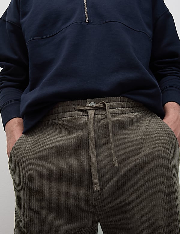 Tapered Fit Elasticated Waist Corduroy Trousers