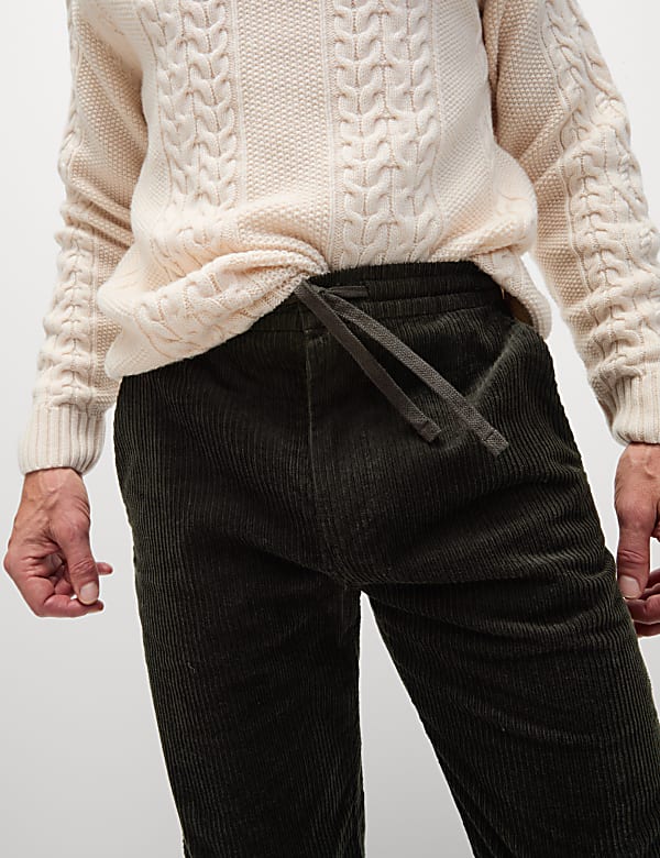 Tapered Fit Elasticated Waist Corduroy Trousers