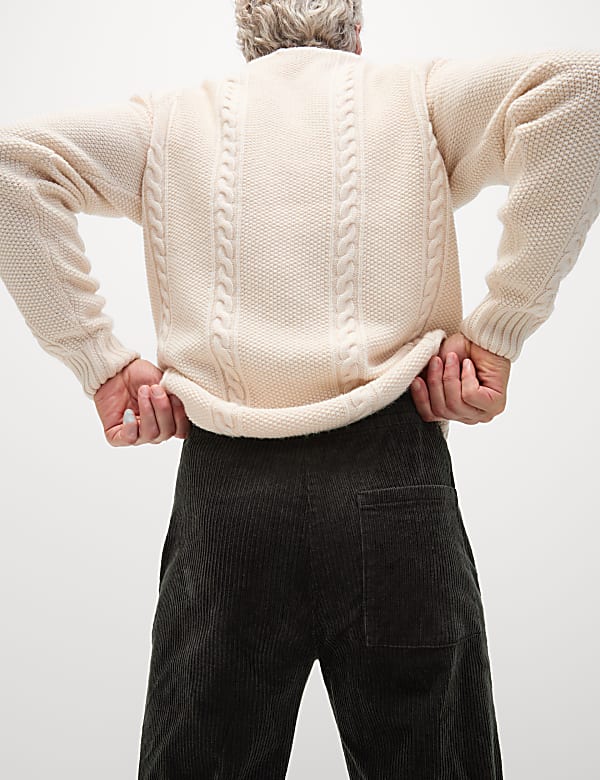 Tapered Fit Elasticated Waist Corduroy Trousers