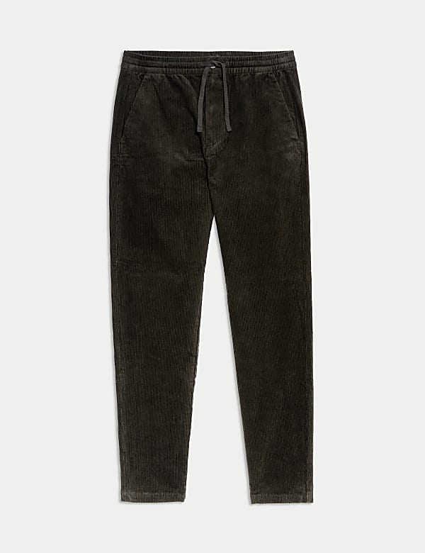 Tapered Fit Elasticated Waist Corduroy Trousers - CA