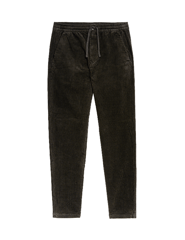 Tapered Fit Elasticated Waist Corduroy Trousers