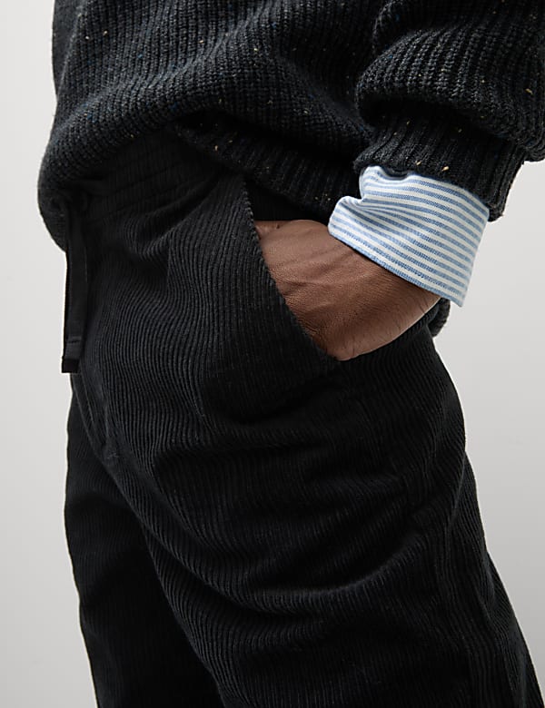 Tapered Fit Elasticated Waist Corduroy Trousers