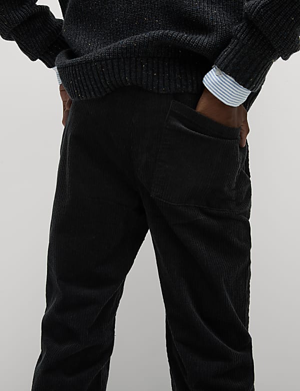 Tapered Fit Elasticated Waist Corduroy Trousers