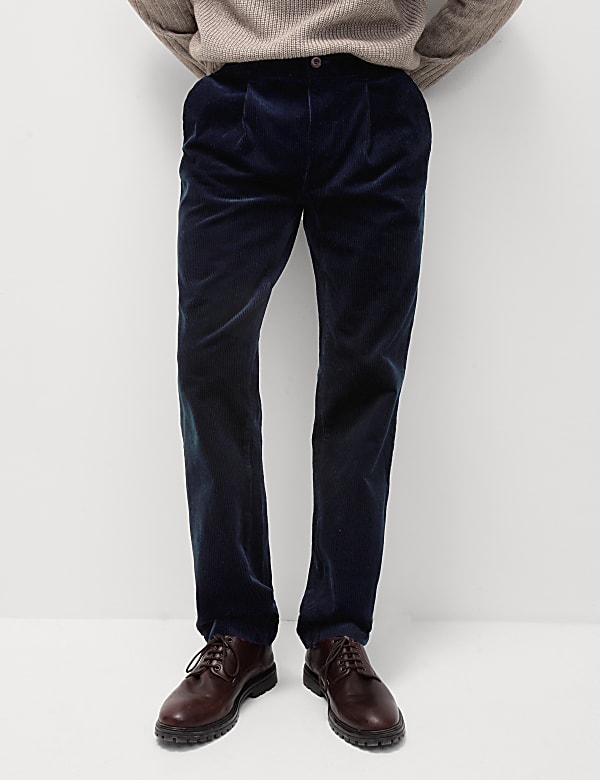 Regular Fit Luxury Single Pleat Corduroy Chinos