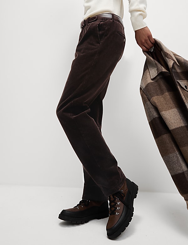 Regular Fit Luxury Single Pleat Corduroy Chinos