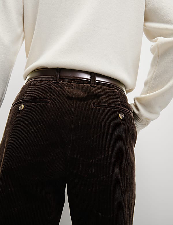 Regular Fit Luxury Single Pleat Corduroy Chinos