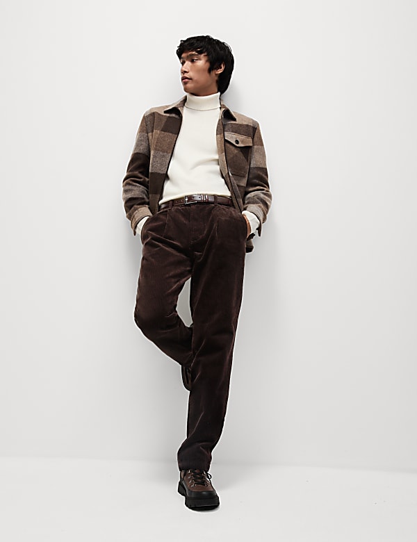 Regular Fit Luxury Single Pleat Corduroy Chinos