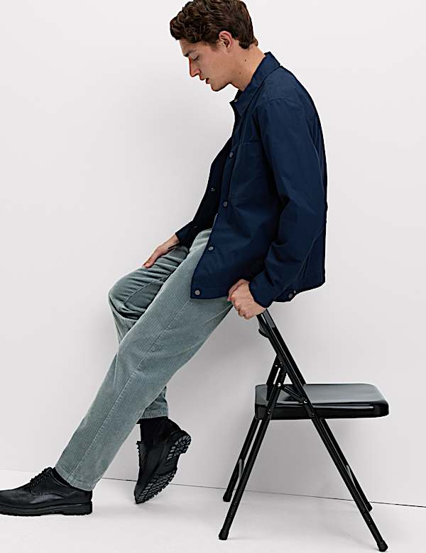 Pantalon coupe droite 5 poches en velours côtelé de luxe - FR