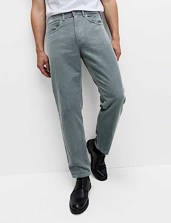 Pantalon coupe droite 5 poches en velours côtelé de luxe - FR