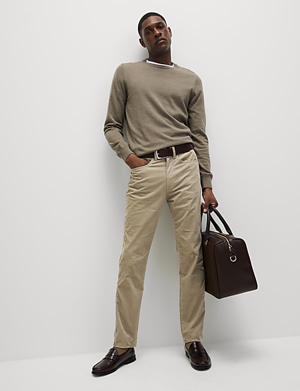 Slim Fit Diagonal Corduroy 5 Pocket Trousers