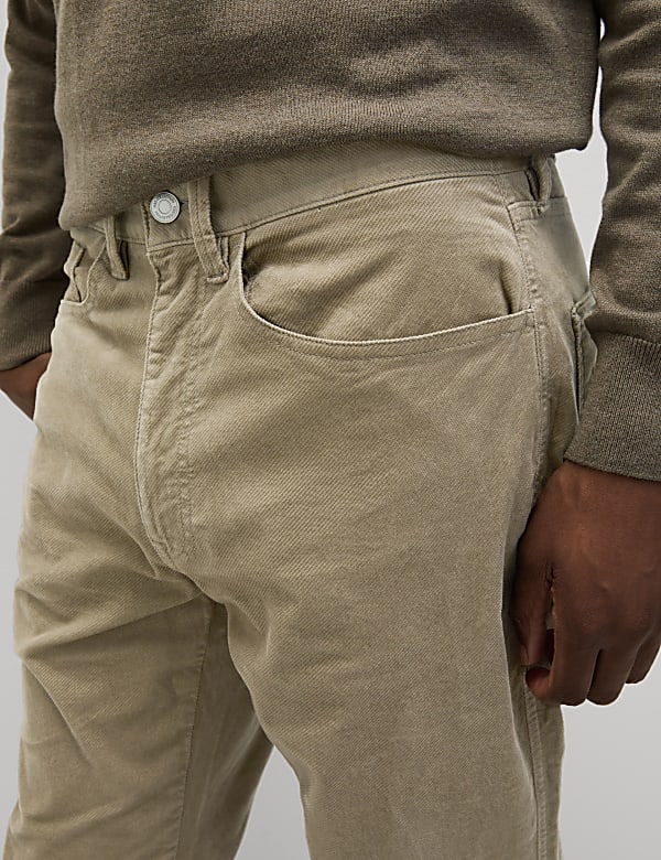 Slim Fit Diagonal Corduroy 5 Pocket Trousers