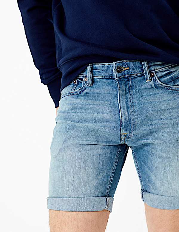 Slim Fit Organic Cotton Stretch Denim Shorts