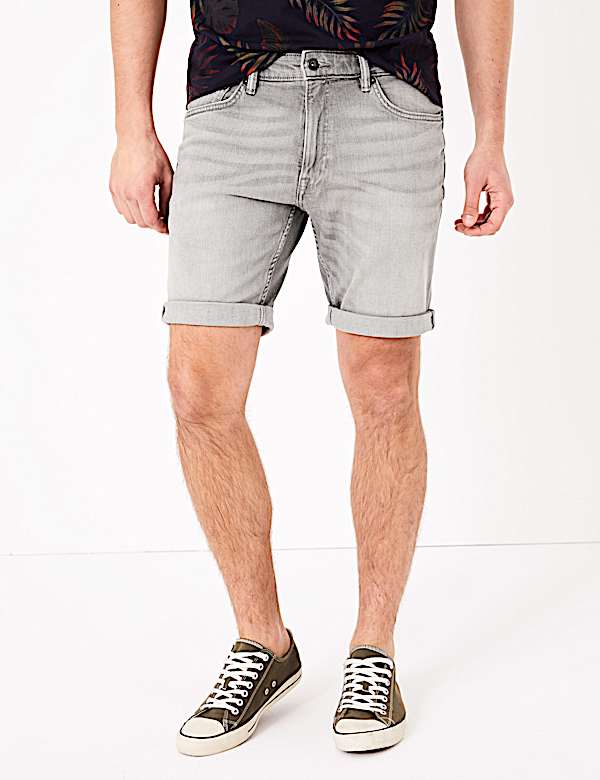 Slim Fit Organic Cotton Stretch Denim Shorts