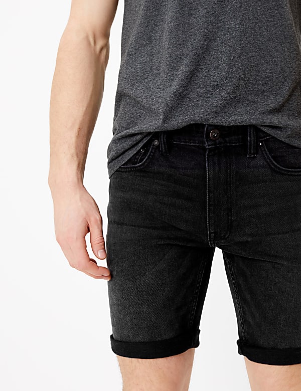 Slim Fit Organic Cotton Stretch Denim Shorts