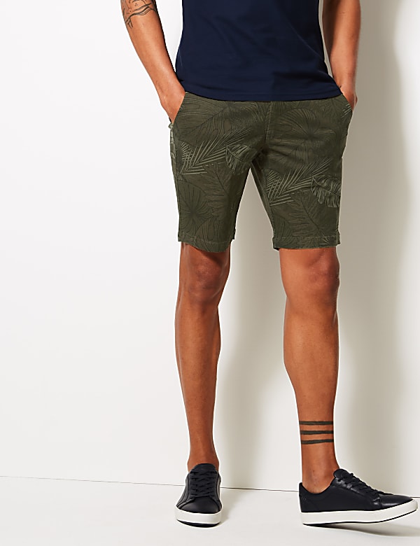Cotton Rich Printed Shorts with Stretch