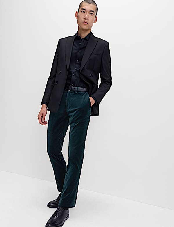 Slim Fit Velvet Stretch Trousers - GR