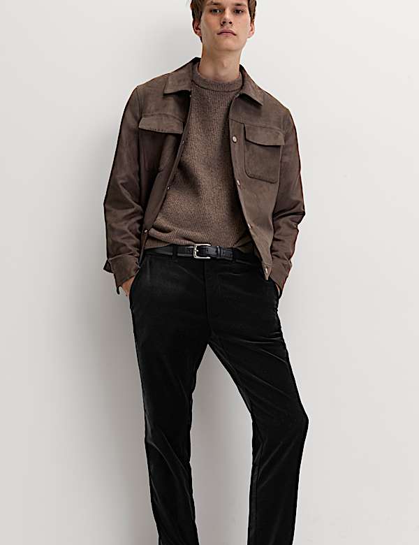 Pantalon coupe slim en velours extensible - LU