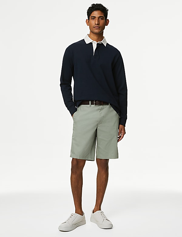 Cotton Mix Plain Regular Fit Chino Shorts