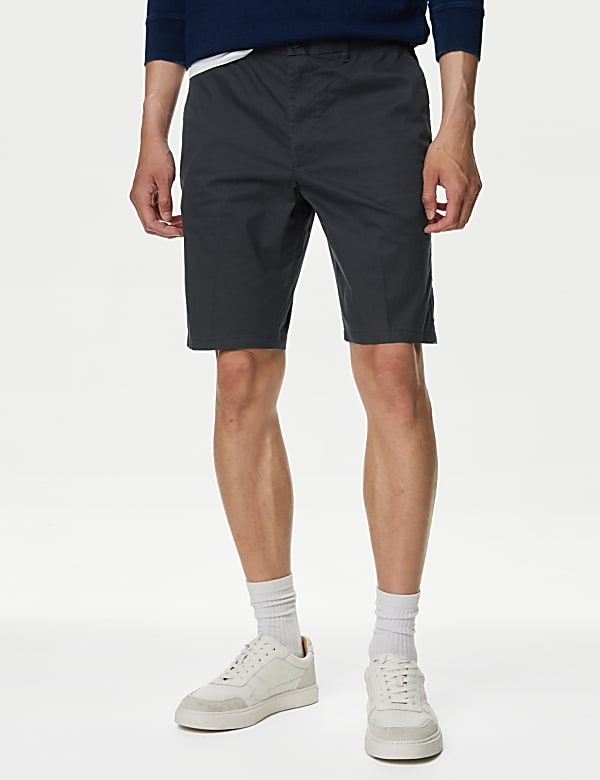 Cotton Mix Plain Regular Fit Chino Shorts