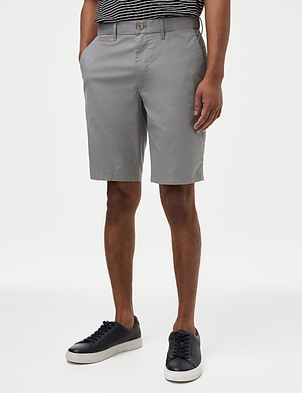 Cotton Mix Plain Regular Fit Chino Shorts