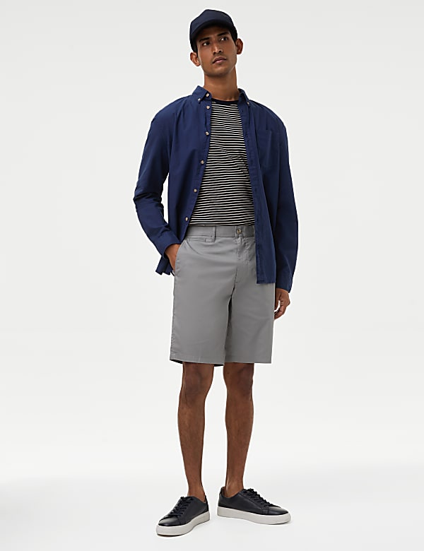 Cotton Mix Plain Regular Fit Chino Shorts