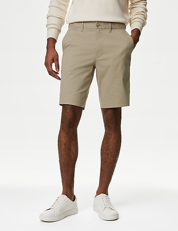 Cotton Mix Plain Regular Fit Chino Shorts