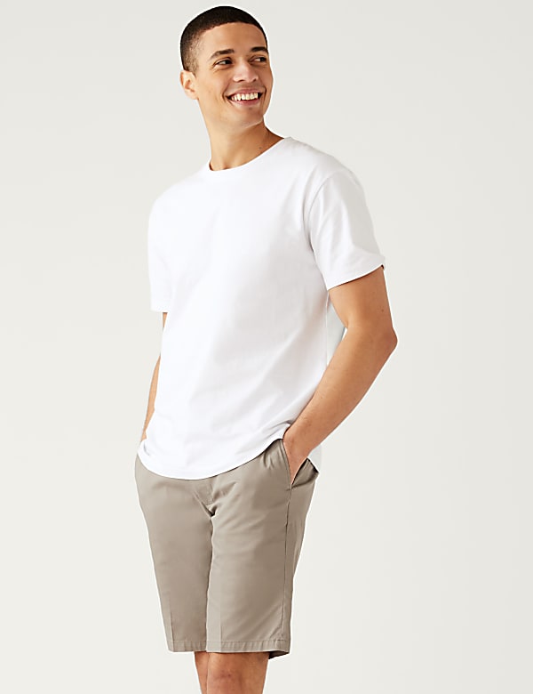 Cotton Mix Plain Regular Fit Chino Shorts