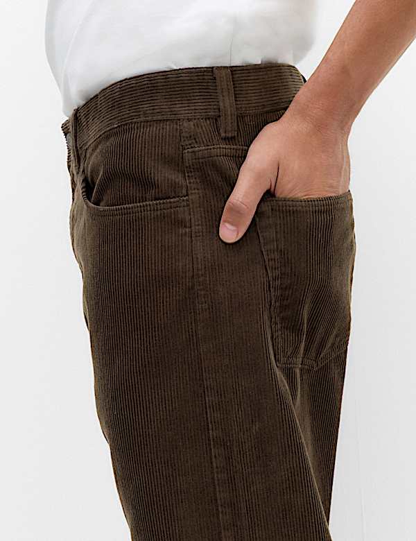 Straight Fit Pure Cotton Corduroy 5 Pocket Trousers - CH