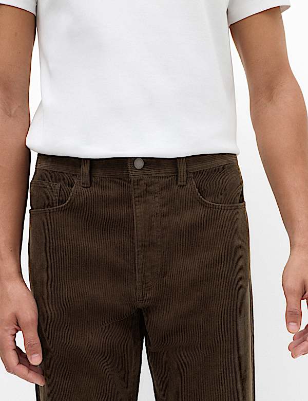 Straight Fit Pure Cotton Corduroy 5 Pocket Trousers - CH