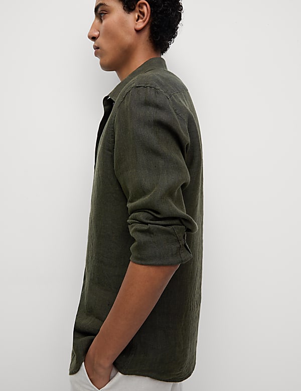 חולצה בגזרה צרה מפשתן טהור - IL