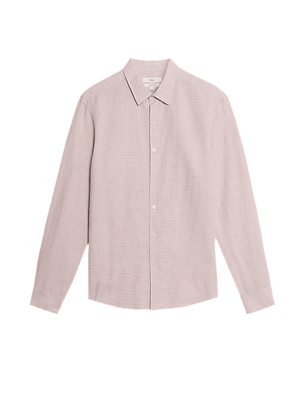 Cotton Linen Blend Puppytooth Shirt