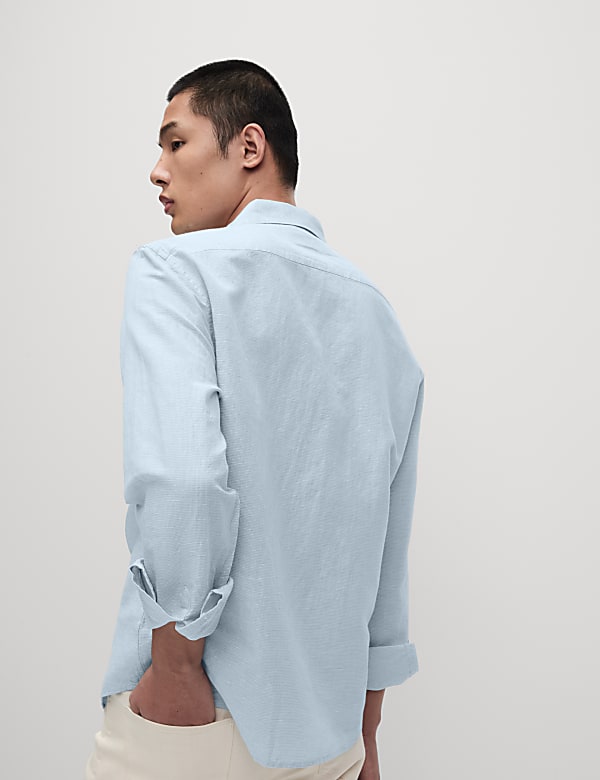 Cotton Linen Blend Puppytooth Shirt