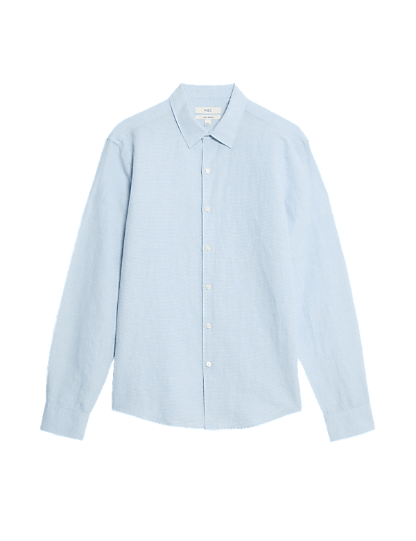 Cotton Linen Blend Puppytooth Shirt
