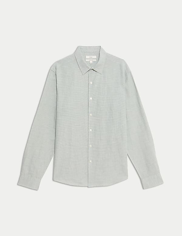 Chemise en coton et lin m&eacute;lang&eacute;s &agrave; motif pied-de-coq - FR