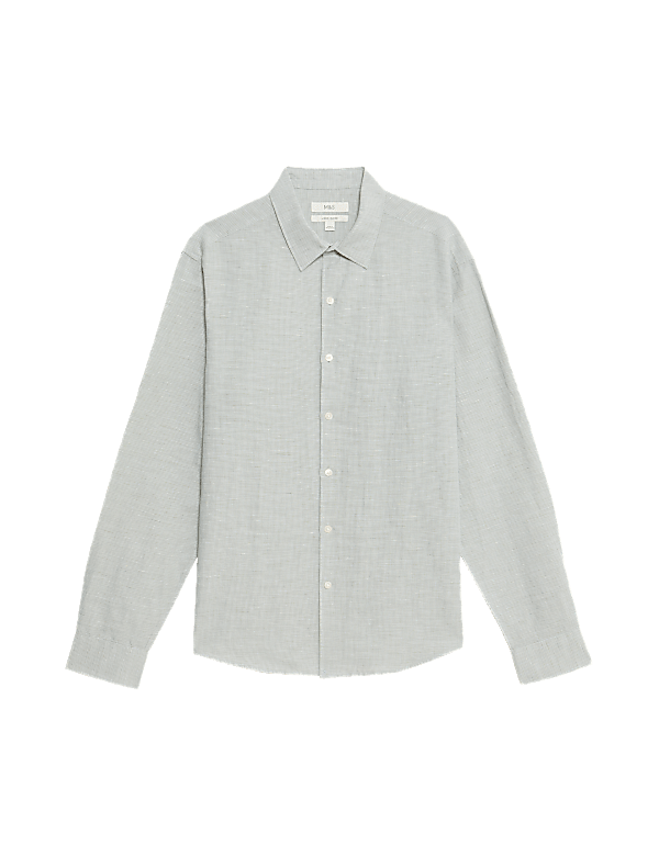 Cotton Linen Blend Puppytooth Shirt