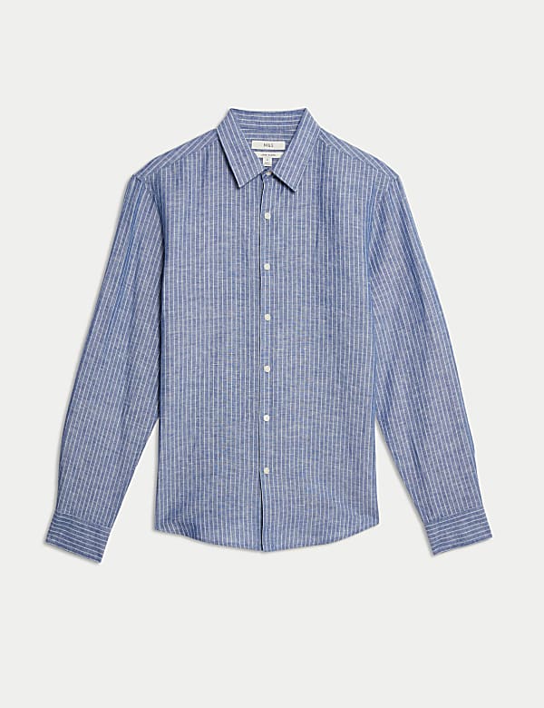 Cotton Linen Blend Striped Shirt - NL