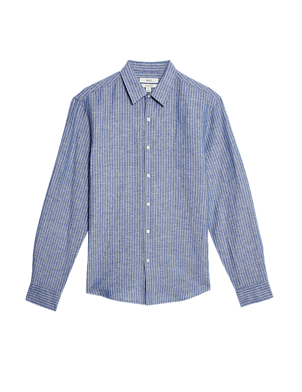 Cotton Linen Blend Striped Shirt