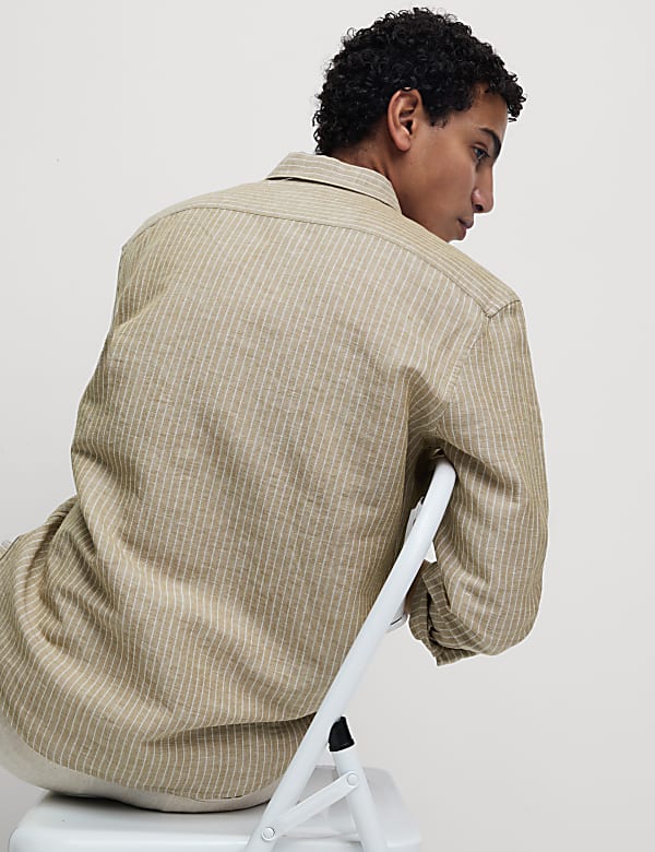 Cotton Linen Blend Striped Shirt