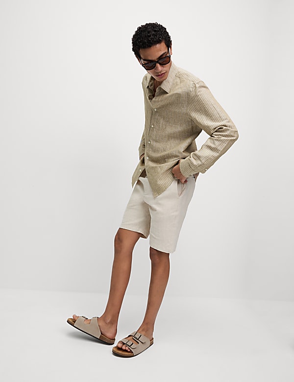 Cotton Linen Blend Striped Shirt