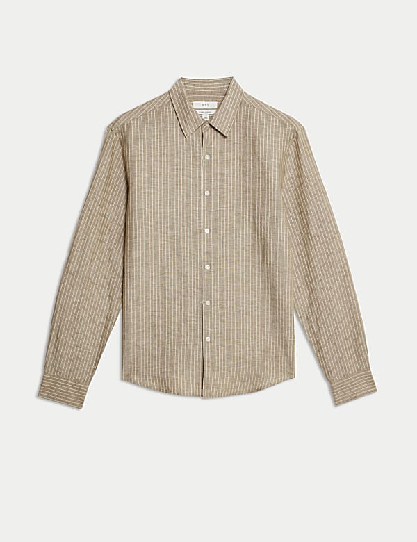 Cotton Linen Blend Striped Shirt - MX