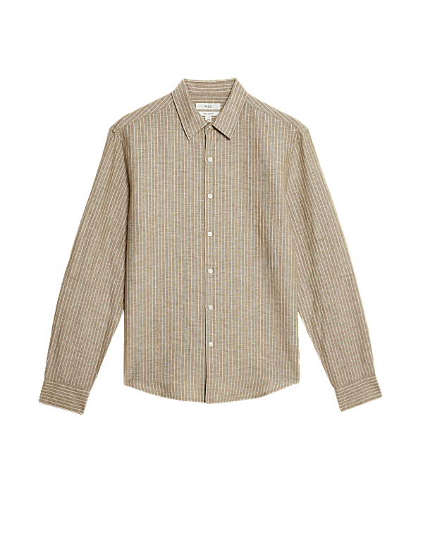 Cotton Linen Blend Striped Shirt