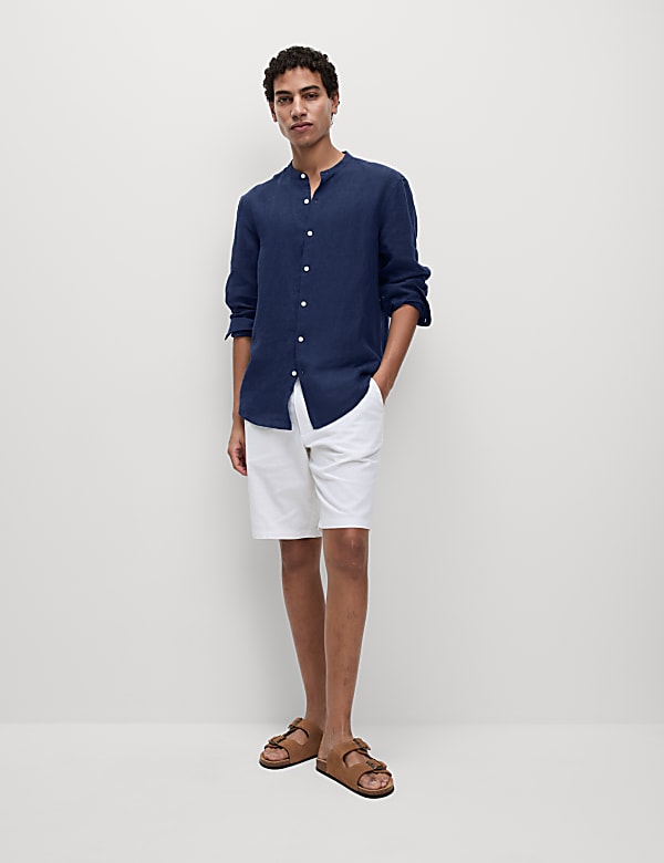 Pure Linen Grandad Collar Shirt